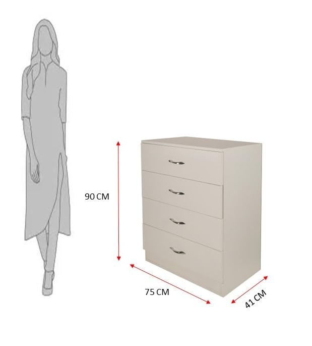 Image of Alpine Willow Engineered Wood Chest of Drawers for & Office|Filing Cabinet for Home /Office|Storage cabinets|4 Tier Drawers|Multipurpose Organiser for Bedroom,Hallway,Living Room (Frosty White)