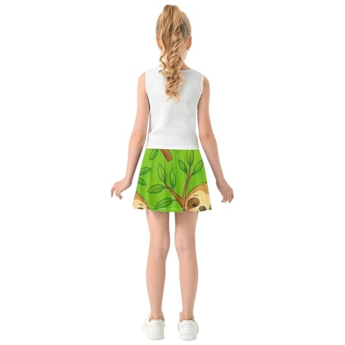 Cute Cartoon Sloths Green Athletic Shorts Girls Skorts Kids Tennis Skirts Cheer School Skirt 3t4