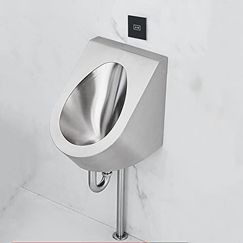 OTQEFTN Bathroom Wall-Mounted Urinal Men's Sanitary Ware, Non-Contact Stainless Steel Urinal with Sensor Flush Valve, High-Efficiency Flushing Urinal kit