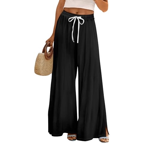 Palazzo Pants for Women,Womens Summer Boho Wide Leg Pants Casual High Waist Lounge Pant Beach Vacation Outfits