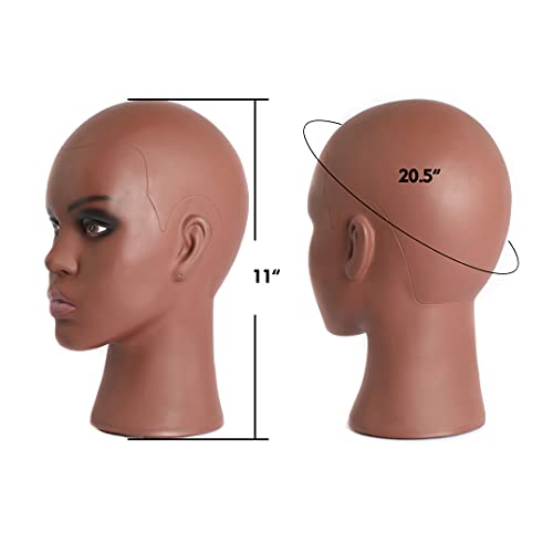 Phamb Afro Mannequin Head For Wigs Black Styrofoam Mannequin Head With Real Female African American Profile Face Bald Mannequin Head For Making Wigs #TOP2