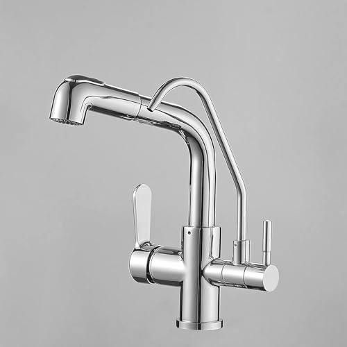 Grifo de cocina de 3 vías con caño extraíble para agua filtrada y fría