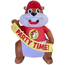 Buc-ees Inflatable Beaver - Self Inflates - Lights up - Stakes Included Party Time Beaver
