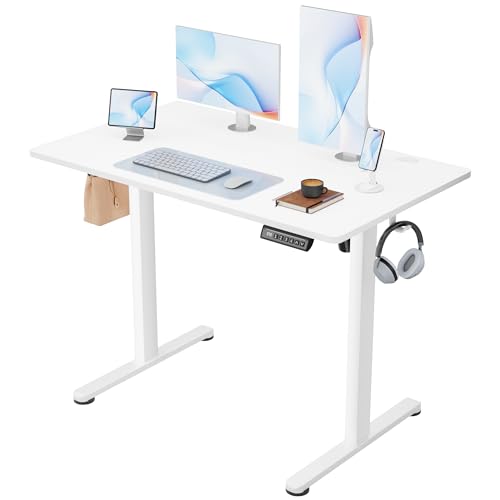 Image of Furmax 40 Inches Electric Standing Desk, Home Office Desk with Phone Holder