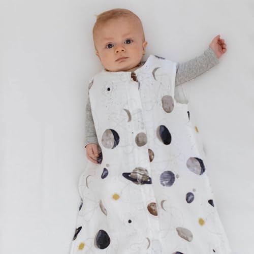 Image of Little Unicorn 0-6 Month Premium Muslin Sleep Sack 1.1 TOG | Soft & Breathable Muslin Cotton for safer sleep | 2 way zipper (Planetary)