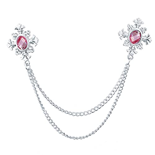 Broche femme avec chaîne en cristal et boucle de col anti-baillement