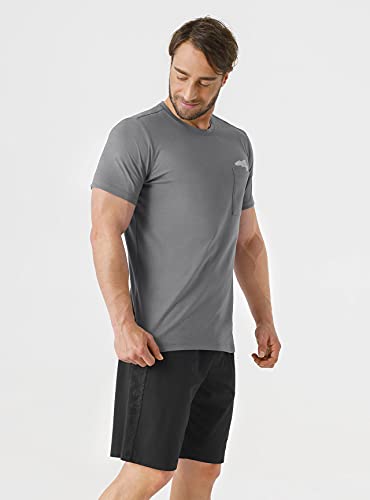 DAVID ARCHY Men's Soft Cotton Short Sleepwear Top & Bottom Loungewear Pajama Set (S, Iron Gate/Black)2