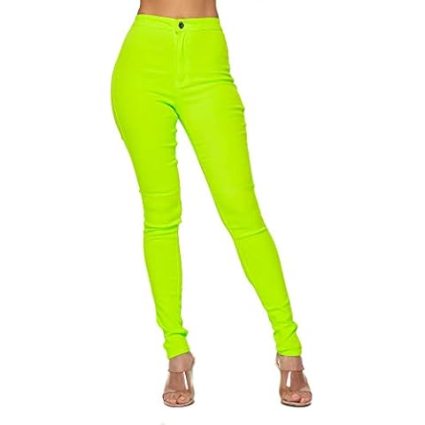SOHO GLAM Super High Waisted Stretchy Skinny Jeans for Women (S-3XL) Neon Green Cover