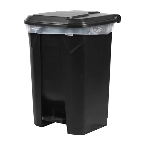 Papelera plástica con pedal de 22 galones, negro