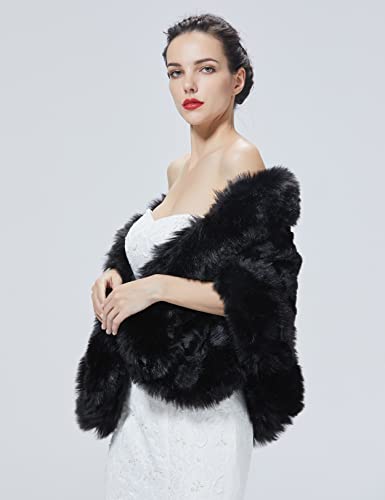 BEAUTELICATE Women's Faux Fur Shawl Warm Stole Wrap Shrug For Winter Wedding Dress Evening Party Plus Size2