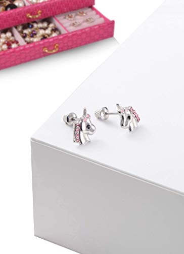 Earrings For Girls, Multicolor Unicorn Hypoallergenic Earrings for Girls, Stud Screw On Safety Backs, Stainless Steel Ultra Sensitive Ears Post For Kids, Toddlers, Little Girls, Teens2