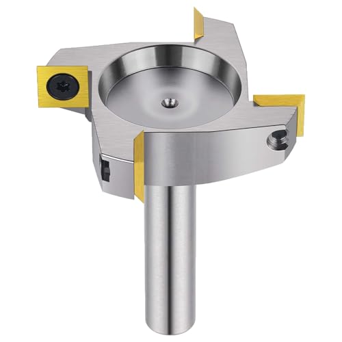 Image of SpeTool Nickel Plating CNC Spoilboard Surfacing Router Bit 1 /2 inch Shank 2-1 /2 inch Cutting Diameter, 4 Wings Coated Carbide Insert Slab Flatting Router Planer Bit Wood Planing Bit Woodworking Tools