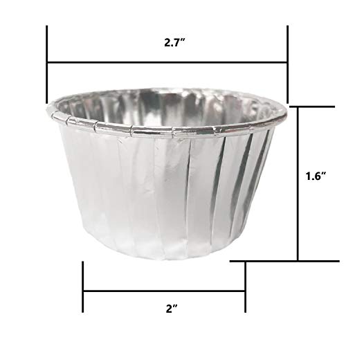 Prudance 50 Pcs Muffin Liners Cupcake Baking Cups Foil Muffin Liner For Wedding, Birthday, Baby Shower, Christmas, Party (Silver) #TOP1
