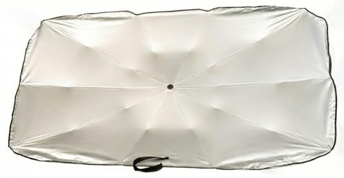 Image of Car Windshield Sunshade Umbrella | Foldable 3 Layer Heat & UV Protector | Reflective Sunblocker | for Sedan, Mini SUV, | Medium Size | Black | NOT for Small Hatchback & Micro SUV