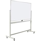60'x40' Mobile Whiteboard Double-Sided Magnetic Large Dry Erase White Board with Rolling Stand for...