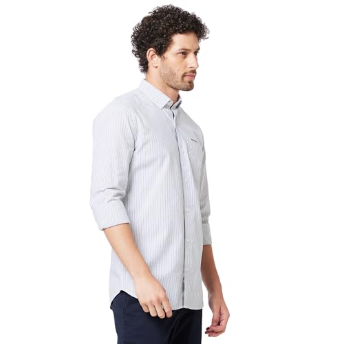 Image of KENNETH COLE New York Mens Slim Fit Cotton Spread Collar Long Sleeve Patch Pocket at Chest Casual Shirt