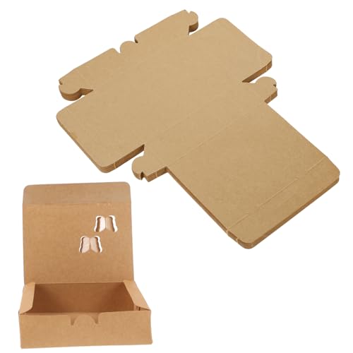 Zerodeko 25 Piezas Caja de envasado de pollo frito individual Contenedores de comida sacar cartulina pepita plano cajas de embalaje cajas de pollo frito Take las cajas de comida Papel Caqui