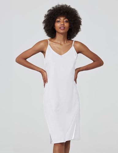 Women Dress Slips for Under Dresses 100% Cotton Full Slip with Adjustable Spaghetti Strap V Neck3