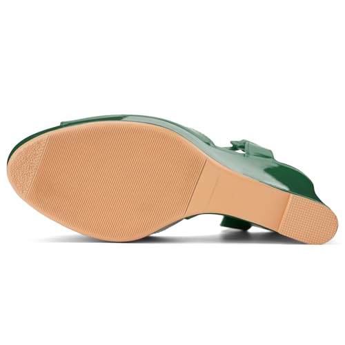 Image of Women's Dressy Platform Wedge Sandals Gold Wedges Peep Toe Patent High Heels Slingback Heeled Comfortable Ankle Strap Shoes