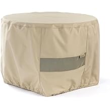 Covermates Elite Round Fire Pit Cover Water-Resistant Outdoor Protection with Durable 300D Polyester, Mesh Air Vents & Adjustable Buckle Straps, Round 36DIAMETER x 25H, Khaki