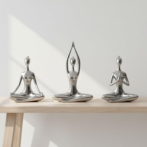 Set of 3 Resin Yoga Women Figurines – Modern Glam