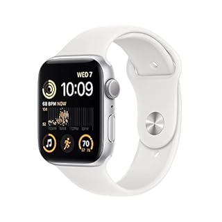 Apple Watch SE (2nd Gen) (GPS, 44mm) - Silver Aluminium Case with White Sport Band, Regular (Renewed)