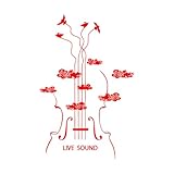 Vinyl-Kunstaufkleber mit Violine, Musikinstrumentenladen, Musiker, Vögel, 48x74,1cm beschädigt die Wandoberfläche nicht, groß, Red