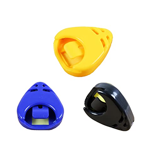 Rayzm Lot de 3 supports en plastique pour médiators de guitare, couleur jaune, bleu et noir - Les Beatles, Paul McCartney, John Lennon, RIngo Starr, George Harrison Rayzm Lot de 3 supports en plastique pour médiators de guitare, couleur jaune, bleu et noir