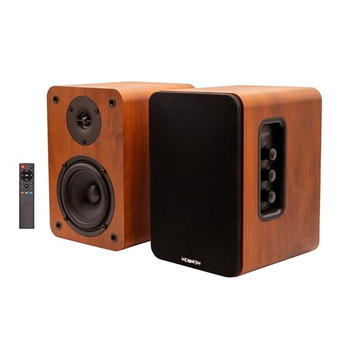 iggual- Altavoces Activos Bluetooth para Ordenador 50W - Altavoz de estantería 2.0. -Home Studio.- Conectividad: Bluetooth 5.3, USB, 2 x RCA (estéreo), HDMI ARC, Óptico Digital Mando a Distancia