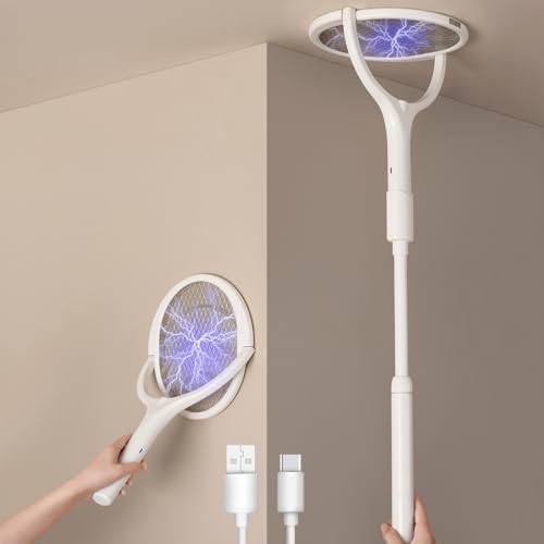 2-Pack GeckoMan Rotating Head Electric Fly Swatter Racket Rechargeable Bug Zapper Racket Bug Zapper...