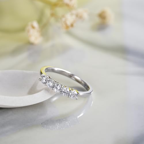 SHINYSO Wedding Band for Women Cubic Zirconia Stackable Engagement Rings Promise and Anniversary Ring Silver Size 4-103
