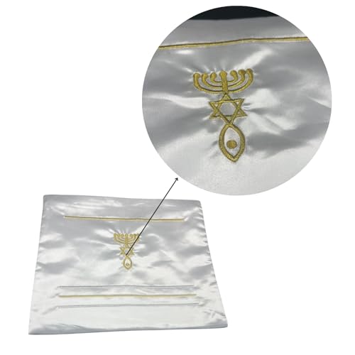 Prayer Shawl Satin Bag With Messianic Sign -Tallit and Tefillin Satin Bag Zippered.3