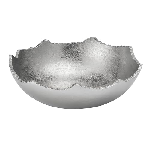 GUTE Decorative Silver Moon Decorative Metal Torn Hammered Asymmetrical Centerpiece Bowl with Pointed Edges, 8.5in Catch All, Silver Stainless Steel Metal, Accent Basket Fruit, Potpourri, Jewelry