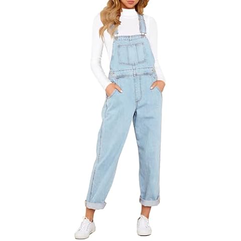 Vetinee Women's Stretchy Blue Dungarees Cover