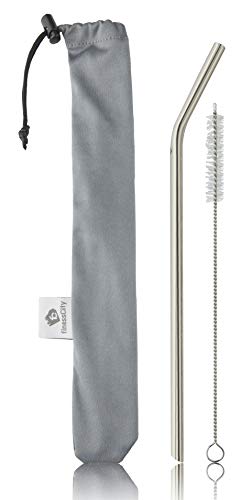 Titanstrohhalm, wiederverwendbarer Strohhalm mit Bürste und Stoffetui (Straw 1 Unit) Cover