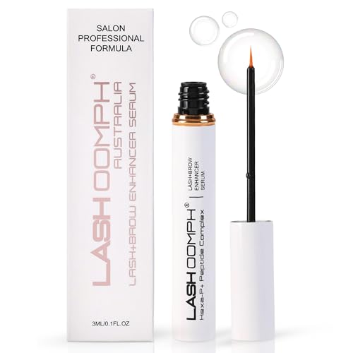 Lash Oomph Eyelash Growth Serum. Best Advanced Peptide-infused Lash Serum for Fuller, Longer Natural Lashes. Professional Salon Brand. Cruelty-free, Natural, Safe, Hormone-Free, Vegan Formula. 3mL