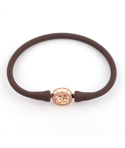 Image of Sterling Silver 925 Wrestband Bracelet for Women, Rose Gold, Rhodium Polished, Crystal Charm, Everyday Wear