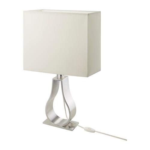 KLABB Table Lamp (Off-white, Nickel-plated, Silver-colour)