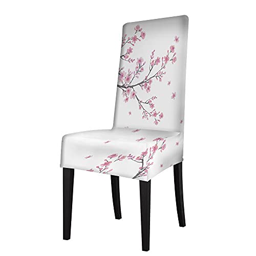 Wondertify Branch Cherry Blossom Flowers Chair Covers For Dining Room Pink White Stretch Slipcovers Chair Protector Decor For Home And Banquet #TOP1