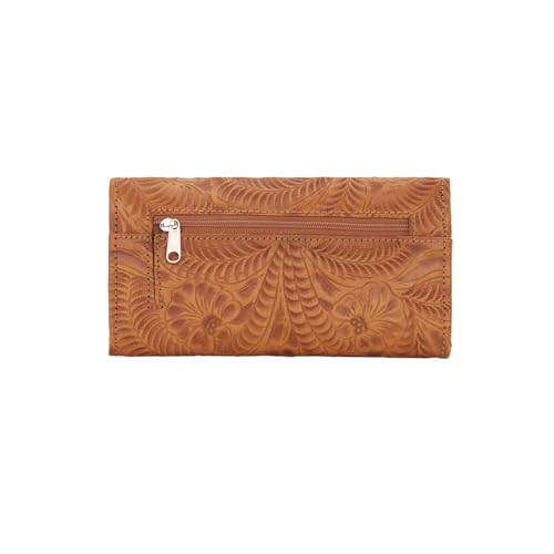 American West Women's Tri-Fold Leather Wallet Billfold for Women (Tan)2