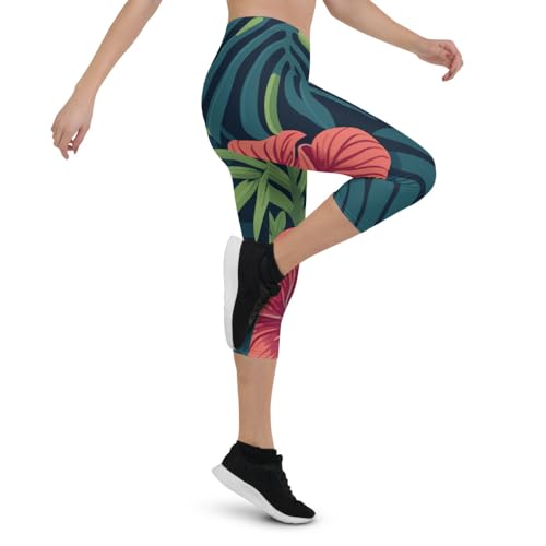 Legging capri premium floral en tissu extensible haute densité - 4