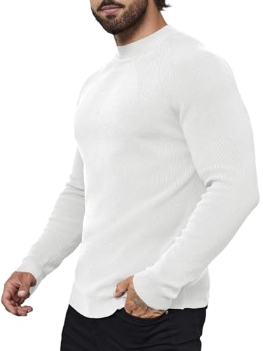 Mens Mock Neck Sweater Slim Fit Half Turtleneck Knit Sweaters Short Turtle Neck Lightweight Long Sleeve