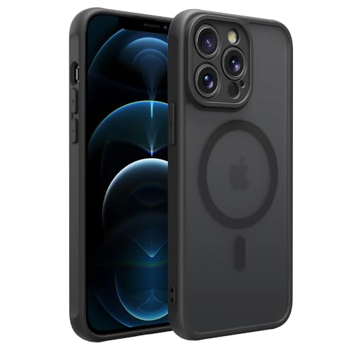 Image of for iPhone 12 pro Case [Compatible with Magsafe]Translucent Matte Phone Cover, [10 FT Military Grade Drop Protection] Slim Durable Shockproof Protective Bumper (Black Magnetic, iPhone 12 pro)