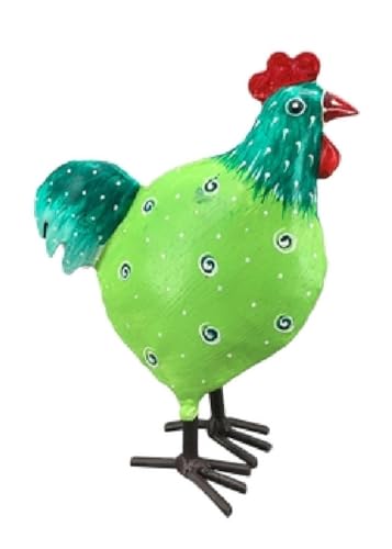 frühlingshaftes buntes Deko-Huhn Garten-Huhn Garten-Deko Metall...