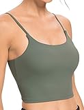 oyioyiyo Womens Padded Sports Bras Longline Medium Support Yoga Bra Workout Running Fitness Tank Top(BX301-green-L)