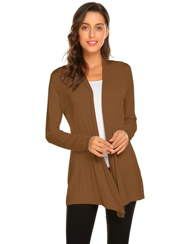 Image of Newchoice Womens Casual Lightweight Long Sleeve Cardigan Soft Drape Open Front Fall Dusters (S-3XL)