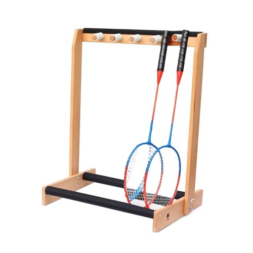 Support de rangement en bois massif premium pour raquette de tennis et badminton