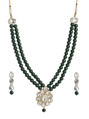Juego de joyas chapadas en oro DMZ-1202 con perlas verdes, el regalo perfecto de aniversario