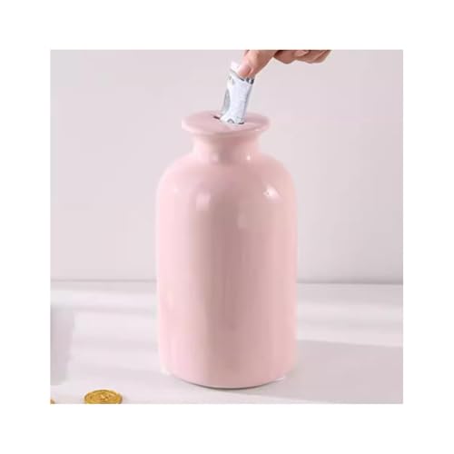 QMOWIZ Savings Bank Tirelire cachée Non ouvrable, Vase, Ornements, boîte d'économie d'argent, Tirelire pour Adultes, Rose Tirelire Billet