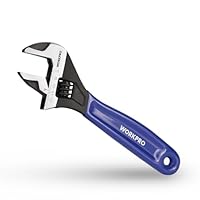 WORKPRO Schraubenschlüssel 150 mm Rollgabelschlüssel, Verstellbarer metrischer Einmaulschlüssel aus Cr-V Stahl und weichem Bi-Material-Griff